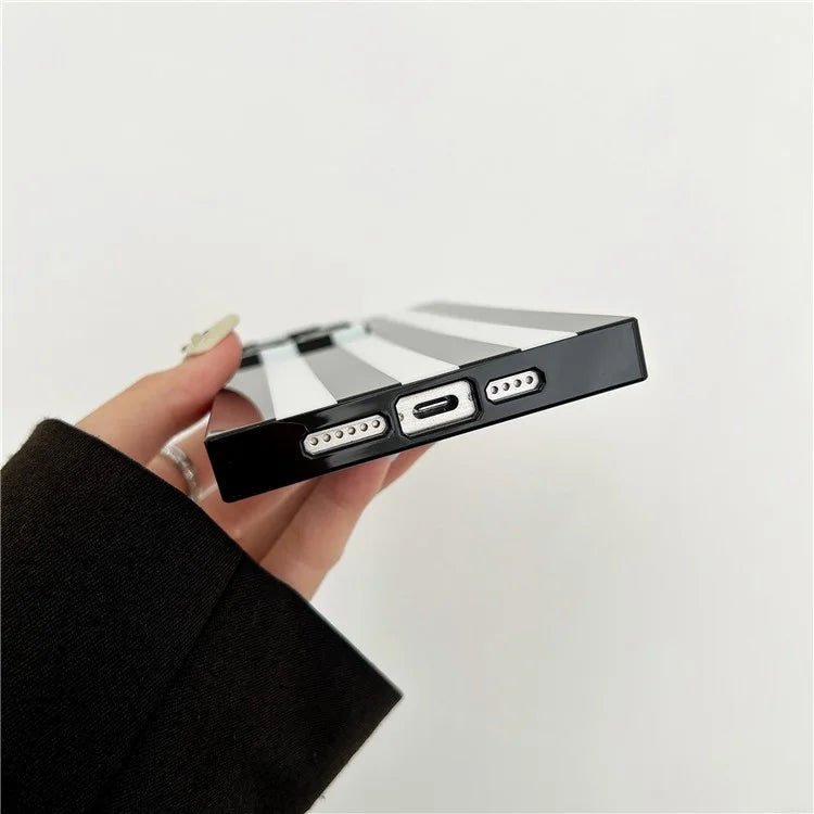 For iPhone 15 Pro Max Case Square Design Glossy TPU Pattern Phone Cover