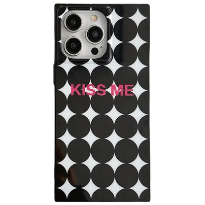 For iPhone 15 Pro Max Case Square Design Glossy TPU Pattern Phone Cover