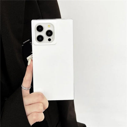 For iPhone 15 Pro Max Case Square Design Glossy TPU Pattern Phone Cover