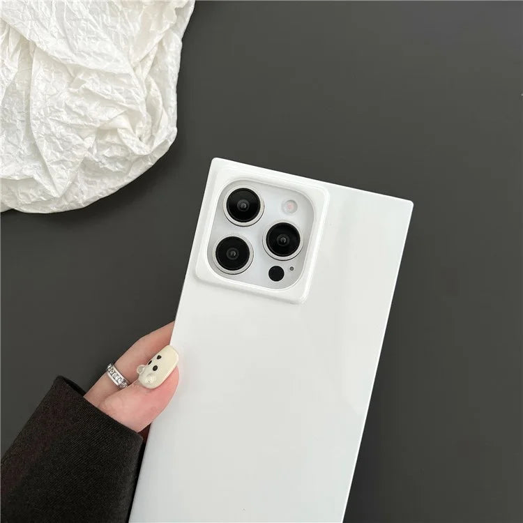 For iPhone 15 Pro Max Case Square Design Glossy TPU Pattern Phone Cover