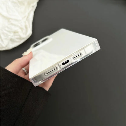For iPhone 15 Pro Max Case Square Design Glossy TPU Pattern Phone Cover
