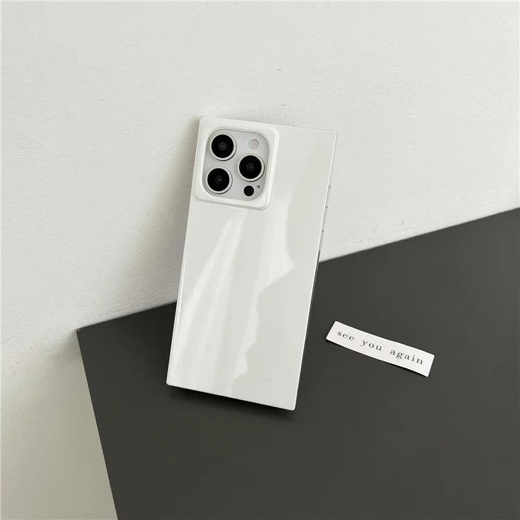 For iPhone 15 Pro Max Case Square Design Glossy TPU Pattern Phone Cover