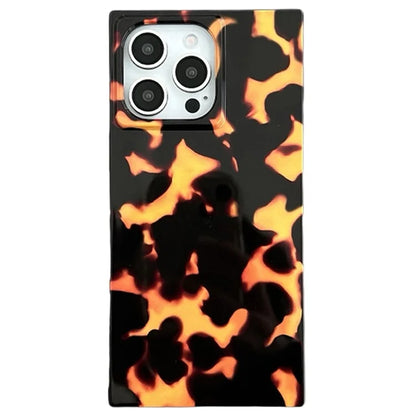 For iPhone 15 Pro Max Case Square Design Glossy TPU Pattern Phone Cover