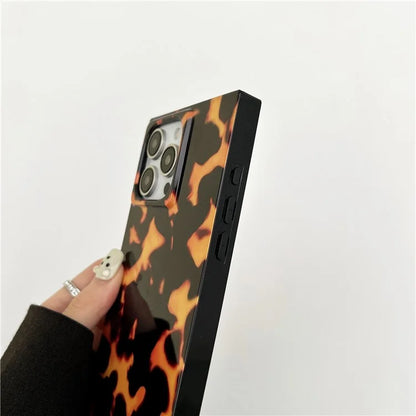 For iPhone 15 Pro Max Case Square Design Glossy TPU Pattern Phone Cover