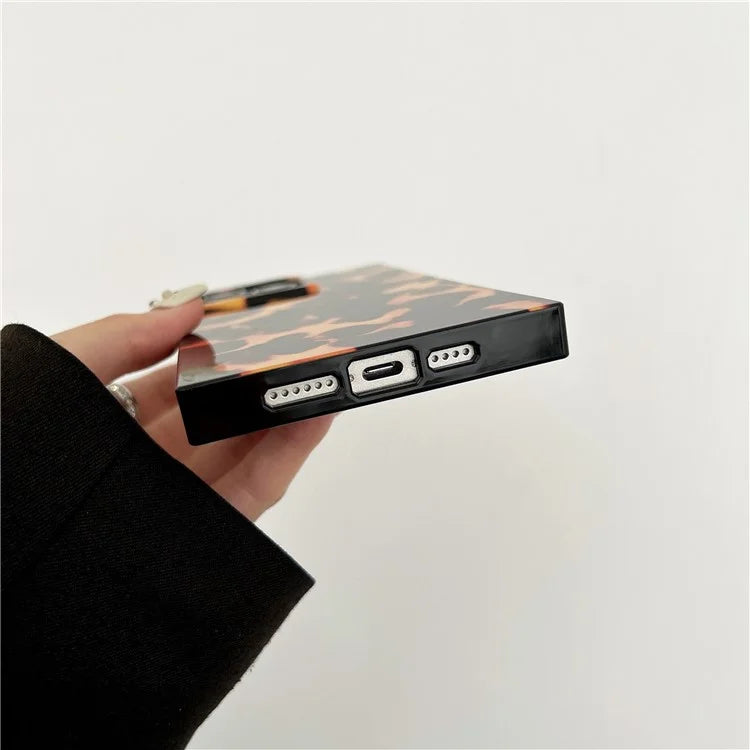 For iPhone 15 Pro Max Case Square Design Glossy TPU Pattern Phone Cover