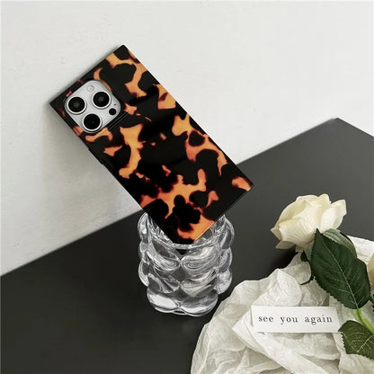 For iPhone 15 Pro Max Case Square Design Glossy TPU Pattern Phone Cover