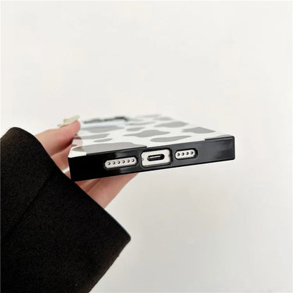 For iPhone 15 Pro Max Case Square Design Glossy TPU Pattern Phone Cover