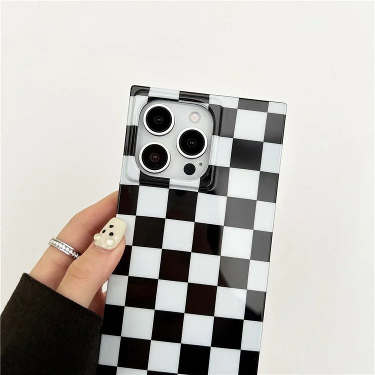 For iPhone 14 Pro Max Square Case Pattern Printed TPU Phone Cover Glossy Trendy