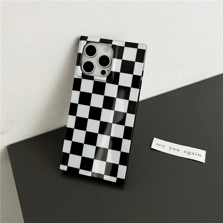 For iPhone 14 Pro Max Square Case Pattern Printed TPU Phone Cover Glossy Trendy