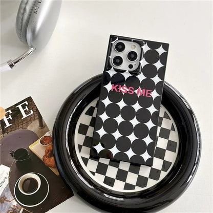 For iPhone 14 Pro Max Square Case Pattern Printed TPU Phone Cover Glossy Trendy