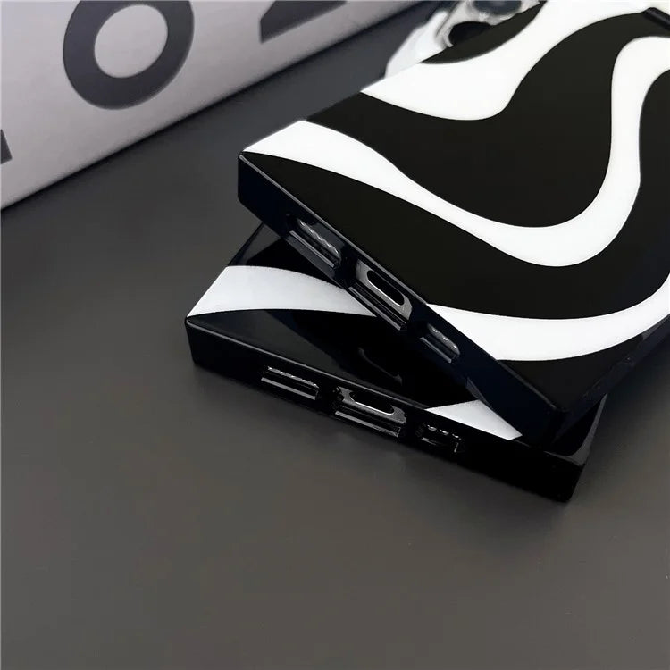 For iPhone 14 Pro Max Square Case Pattern Printed TPU Phone Cover Glossy Trendy