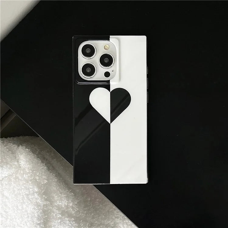 For iPhone 14 Pro Case Square Design Pattern TPU Glossy Protective Cover