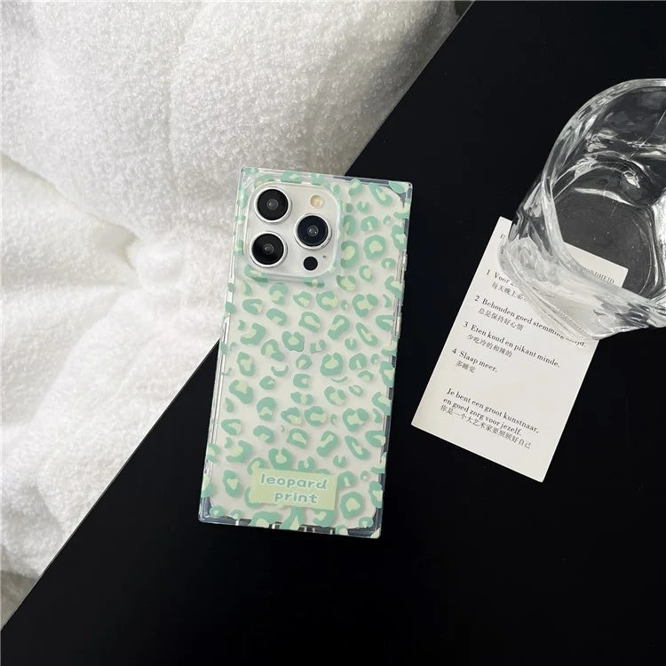 For iPhone 14 Pro Case Square Design Pattern TPU Glossy Protective Cover