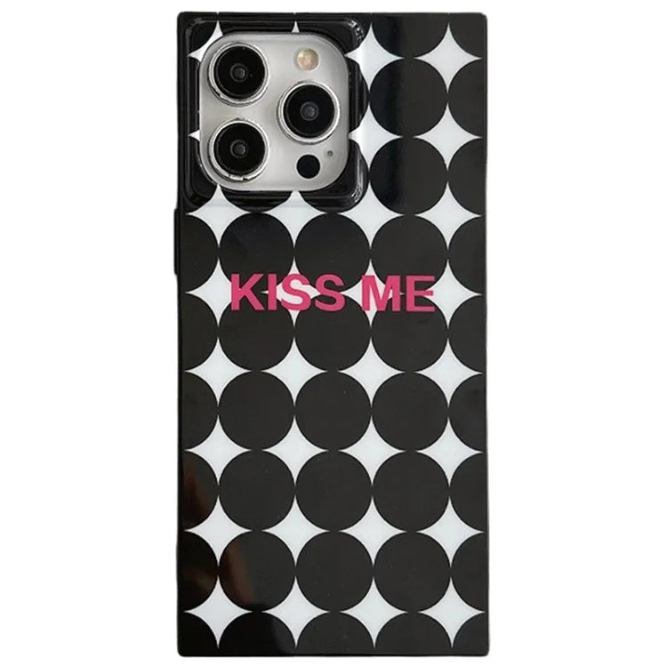 For iPhone 13 Pro Case Pattern Glossy TPU Phone Cover Aesthetic Square Edges