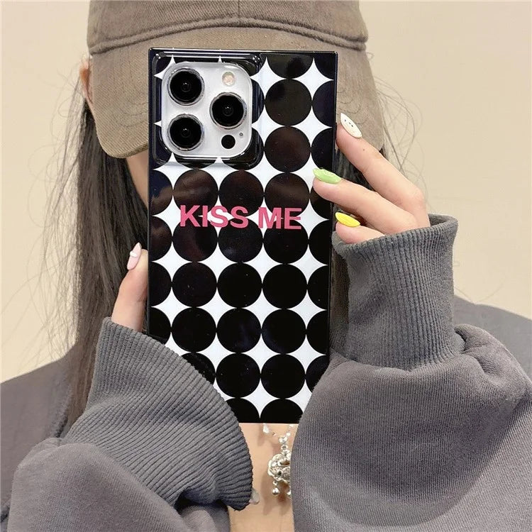 For iPhone 13 Pro Case Pattern Glossy TPU Phone Cover Aesthetic Square Edges