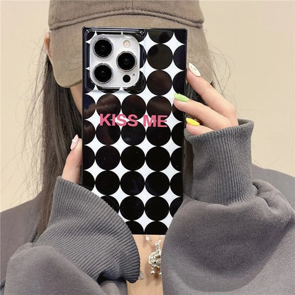 For iPhone 13 Pro Case Pattern Glossy TPU Phone Cover Aesthetic Square Edges