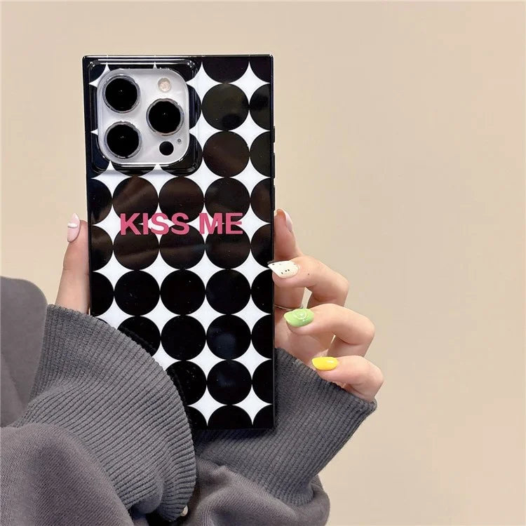 For iPhone 13 Pro Case Pattern Glossy TPU Phone Cover Aesthetic Square Edges