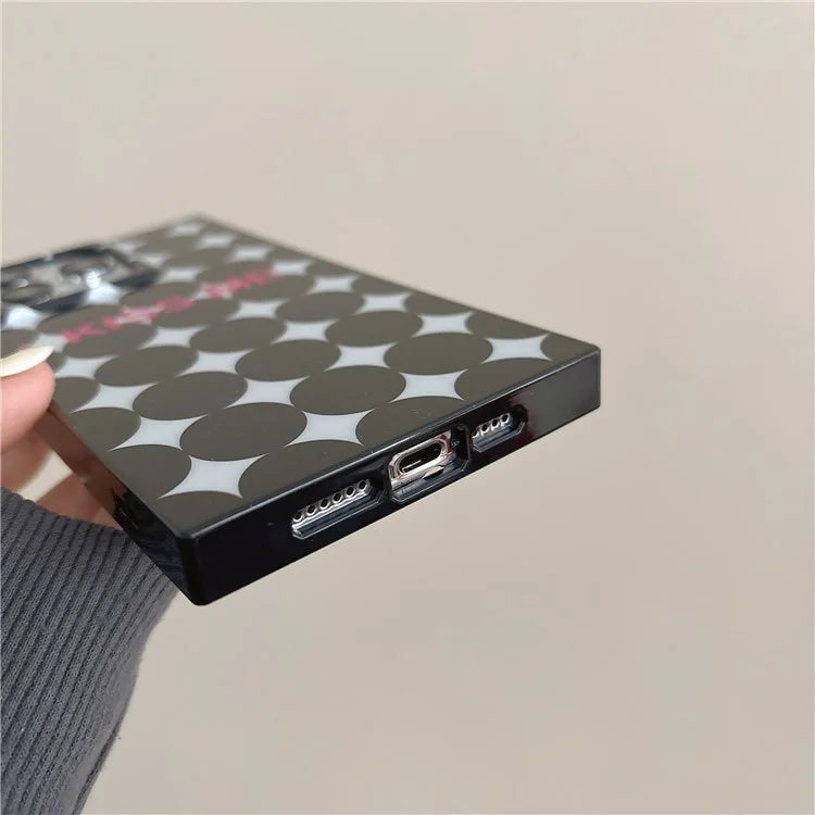 For iPhone 13 Pro Case Pattern Glossy TPU Phone Cover Aesthetic Square Edges