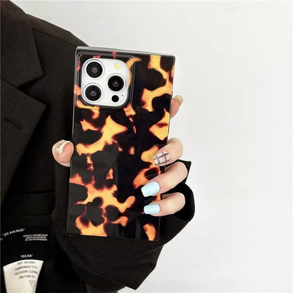For iPhone 13 Pro Case Pattern Glossy TPU Phone Cover Aesthetic Square Edges