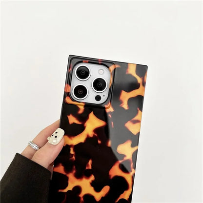 For iPhone 13 Pro Case Pattern Glossy TPU Phone Cover Aesthetic Square Edges