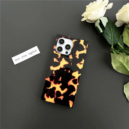 For iPhone 13 Pro Case Pattern Glossy TPU Phone Cover Aesthetic Square Edges