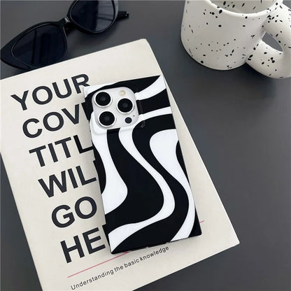 For iPhone 13 Pro Case Pattern Glossy TPU Phone Cover Aesthetic Square Edges