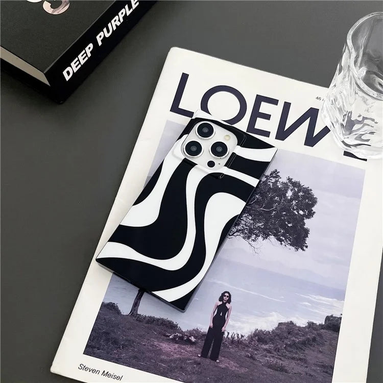For iPhone 13 Pro Max Square Case Pattern TPU Soft Phone Cover Glossy Surface