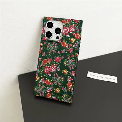 For iPhone 14 Pro Max Case Pattern Printing TPU Square Phone Cover Matte Finish