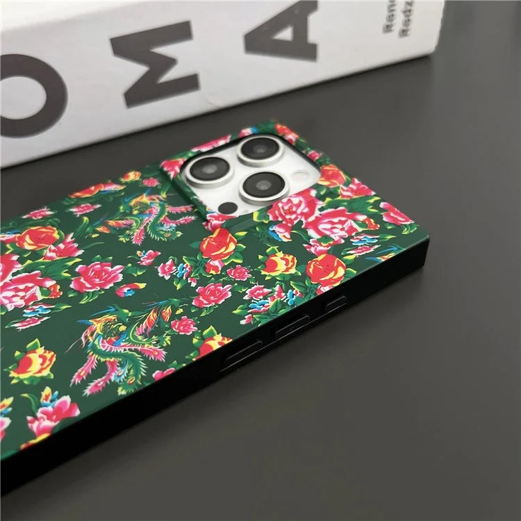 For iPhone 14 Pro Max Case Pattern Printing TPU Square Phone Cover Matte Finish