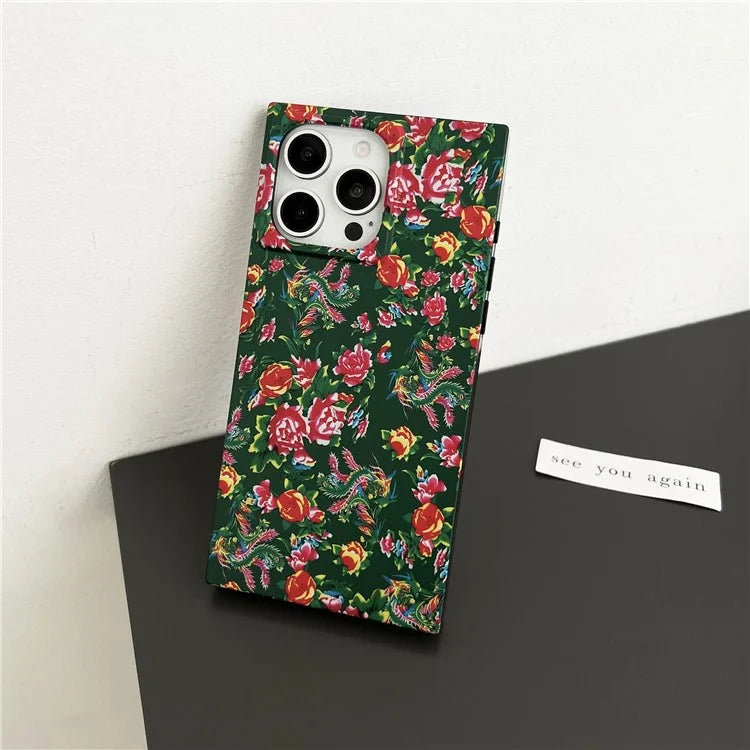 For iPhone 15 Pro Matte Case Pattern TPU Flexible Phone Cover Square Edge