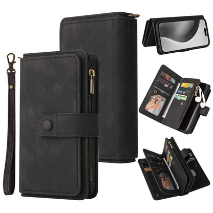 KT Multi-Functional Series-2 For iPhone 16 Pro Max Case Skin-Touch Zipper Wallet Leather Smartphone Cover