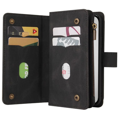 KT Multi-Functional Series-2 For iPhone 16 Pro Max Case Skin-Touch Zipper Wallet Leather Smartphone Cover
