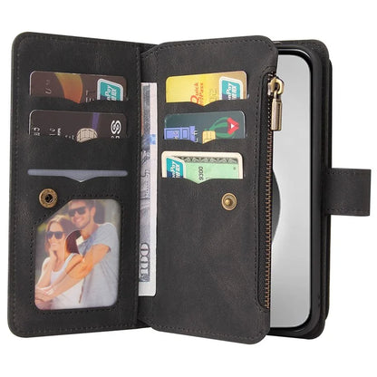 KT Multi-Functional Series-2 For iPhone 16 Pro Max Case Skin-Touch Zipper Wallet Leather Smartphone Cover