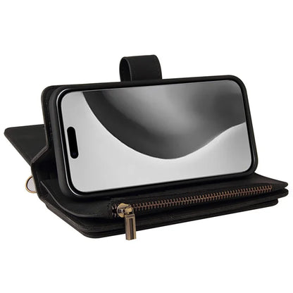 KT Multi-Functional Series-2 For iPhone 16 Pro Max Case Skin-Touch Zipper Wallet Leather Smartphone Cover