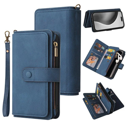 KT Multi-Functional Series-2 For iPhone 16 Pro Max Case Skin-Touch Zipper Wallet Leather Smartphone Cover