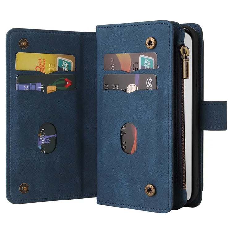 KT Multi-Functional Series-2 For iPhone 16 Pro Max Case Skin-Touch Zipper Wallet Leather Smartphone Cover