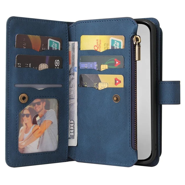 KT Multi-Functional Series-2 For iPhone 16 Pro Max Case Skin-Touch Zipper Wallet Leather Smartphone Cover