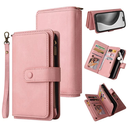 KT Multi-Functional Series-2 For iPhone 16 Pro Max Case Skin-Touch Zipper Wallet Leather Smartphone Cover