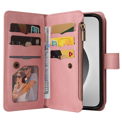 KT Multi-Functional Series-2 For iPhone 16 Pro Max Case Skin-Touch Zipper Wallet Leather Smartphone Cover