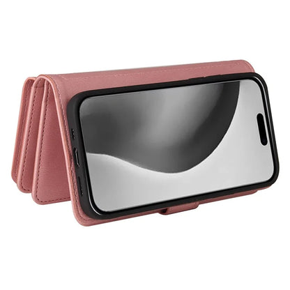 KT Multi-Functional Series-2 For iPhone 16 Pro Max Case Skin-Touch Zipper Wallet Leather Smartphone Cover