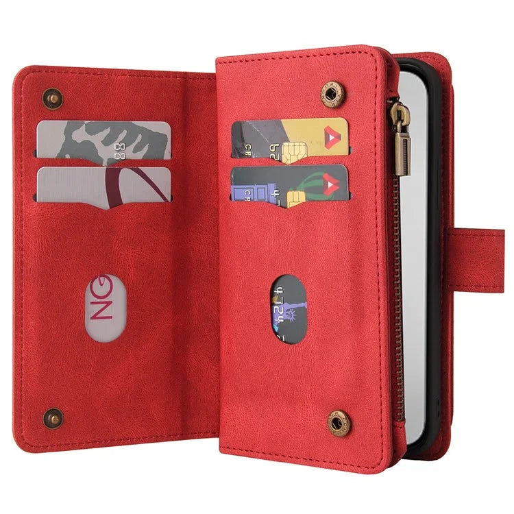 KT Multi-Functional Series-2 For iPhone 16 Pro Max Case Skin-Touch Zipper Wallet Leather Smartphone Cover
