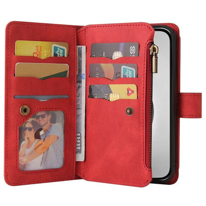 KT Multi-Functional Series-2 For iPhone 16 Pro Max Case Skin-Touch Zipper Wallet Leather Smartphone Cover