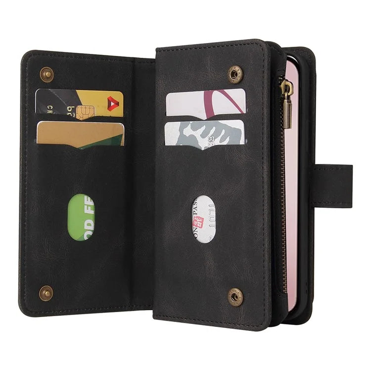 KT Multi-Functional Series-2 For iPhone 16 Pro Case Zipper Wallet Anti-Fall Leather Phone Cover
