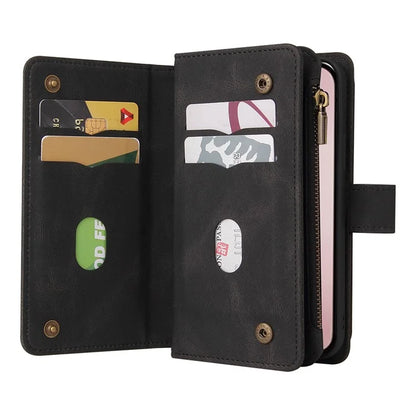 KT Multi-Functional Series-2 For iPhone 16 Pro Case Zipper Wallet Anti-Fall Leather Phone Cover