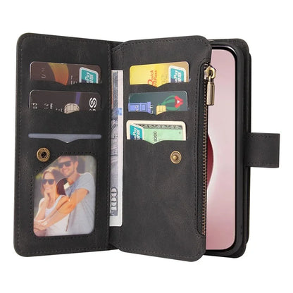 KT Multi-Functional Series-2 For iPhone 16 Pro Case Zipper Wallet Anti-Fall Leather Phone Cover