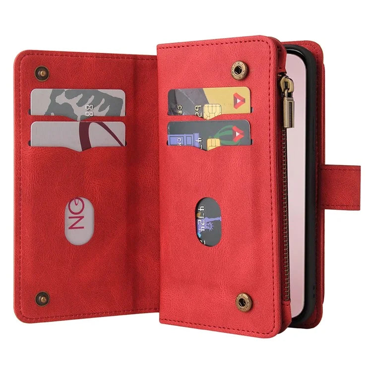 KT Multi-Functional Series-2 For iPhone 16 Pro Case Zipper Wallet Anti-Fall Leather Phone Cover