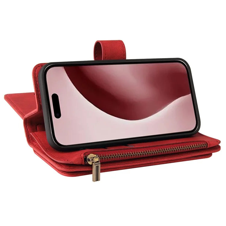 KT Multi-Functional Series-2 For iPhone 16 Pro Case Zipper Wallet Anti-Fall Leather Phone Cover