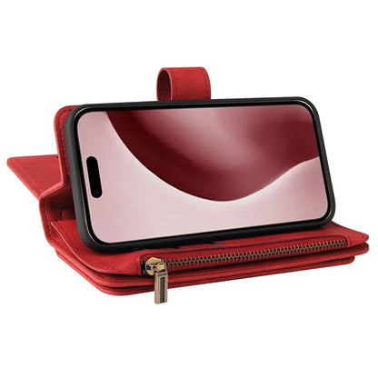 KT Multi-Functional Series-2 For iPhone 16 Pro Case Zipper Wallet Anti-Fall Leather Phone Cover