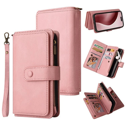 KT Multi-Functional Series-2 For iPhone 16 Pro Case Zipper Wallet Anti-Fall Leather Phone Cover