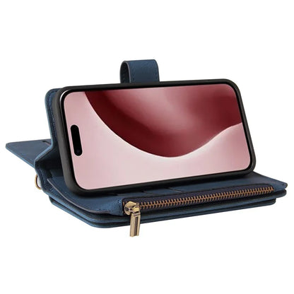 KT Multi-Functional Series-2 For iPhone 16 Pro Case Zipper Wallet Anti-Fall Leather Phone Cover